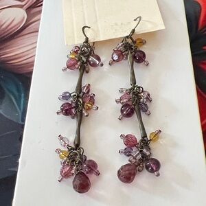 59 Beaded Cluster Drop Earrings - Purple Multicolor